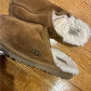 UGG Tan Suede Slippers with Plush Lining